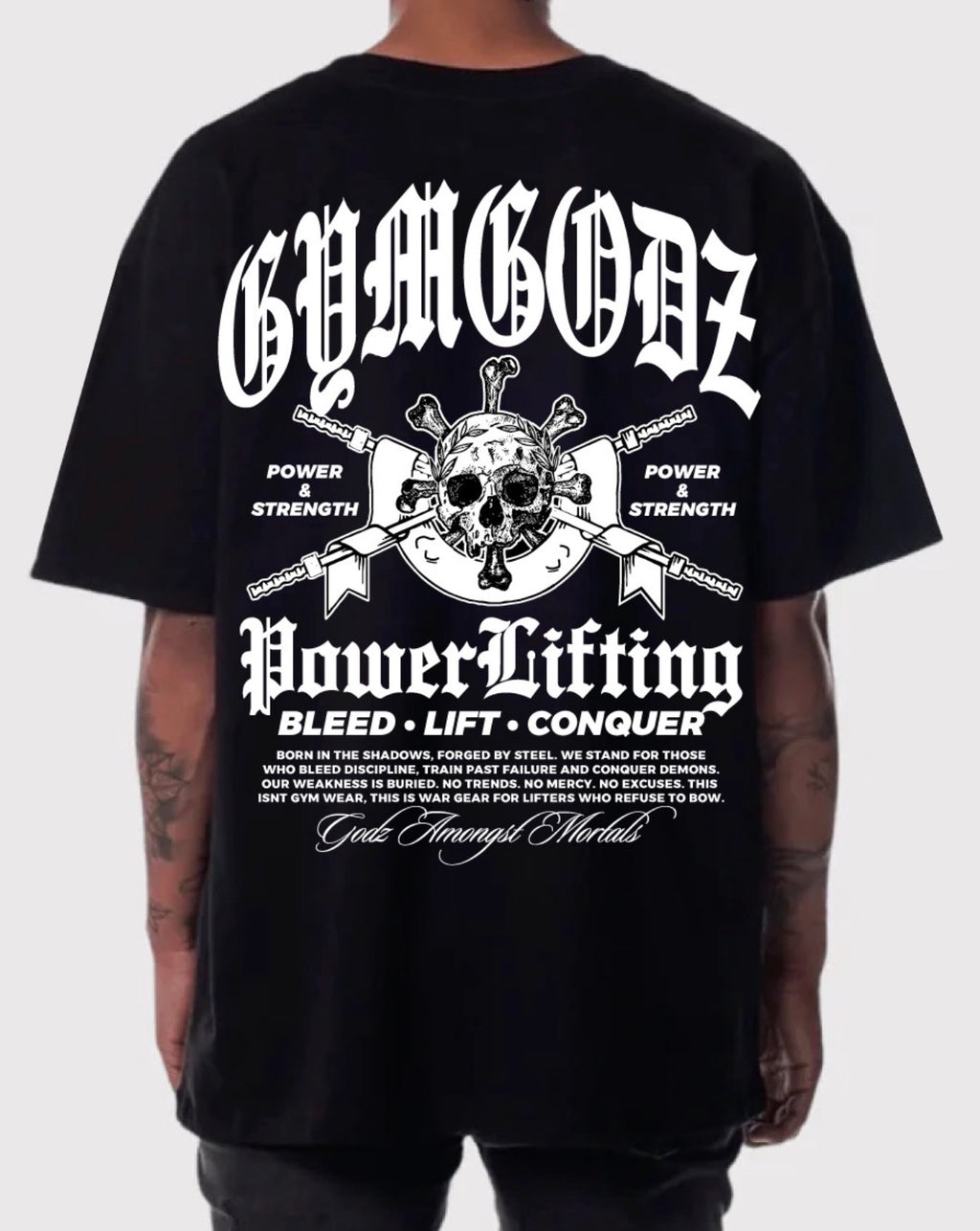 POWERLIFTING BATTLE REGIME TEE IN BLACK