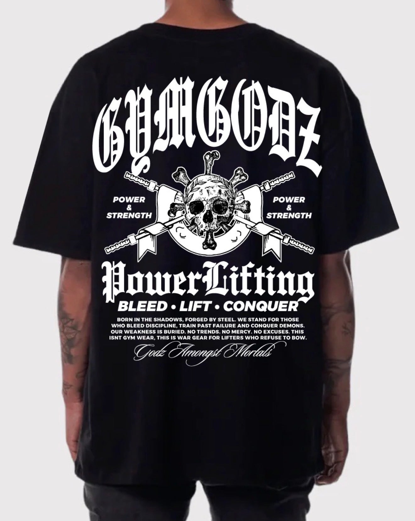 POWERLIFTING BATTLE REGIME TEE IN BLACK