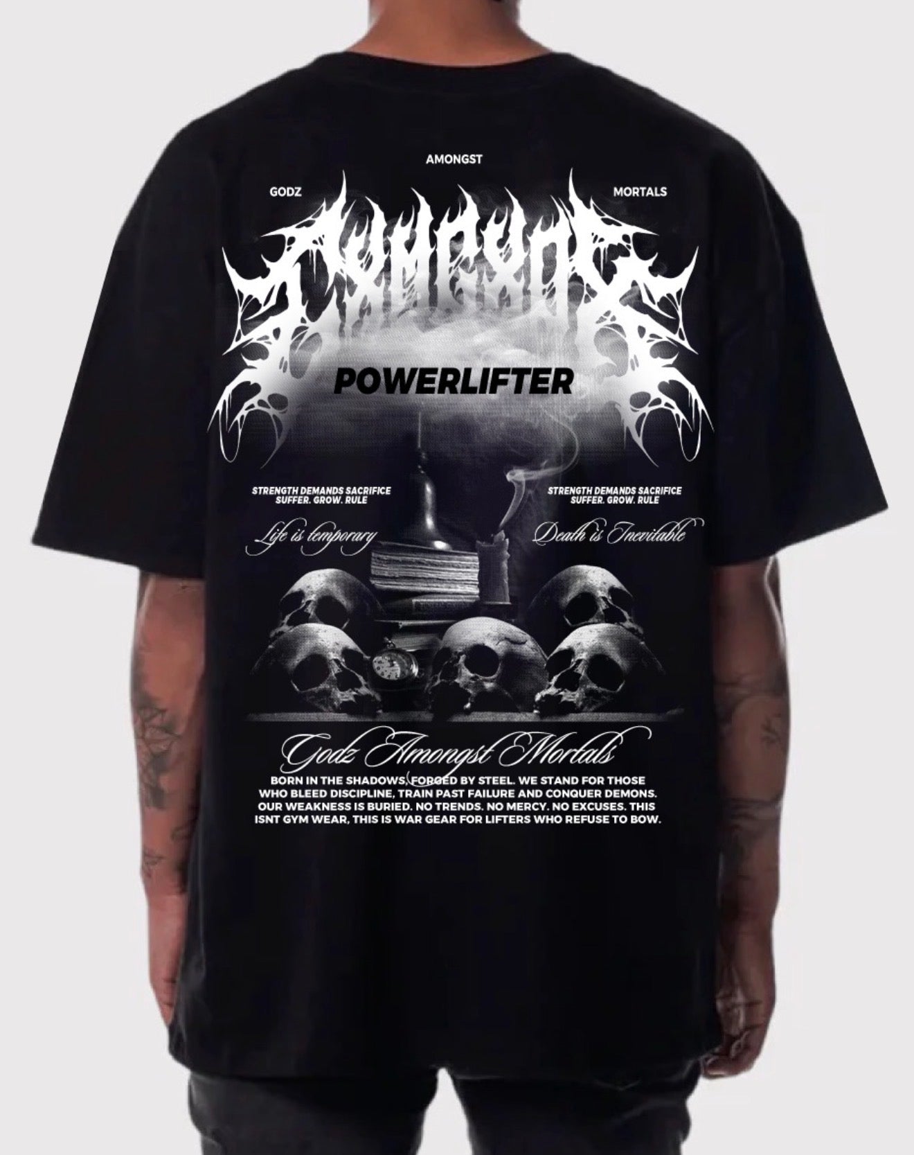 GODZ AMONGST MORTALS TEE IN BLACK