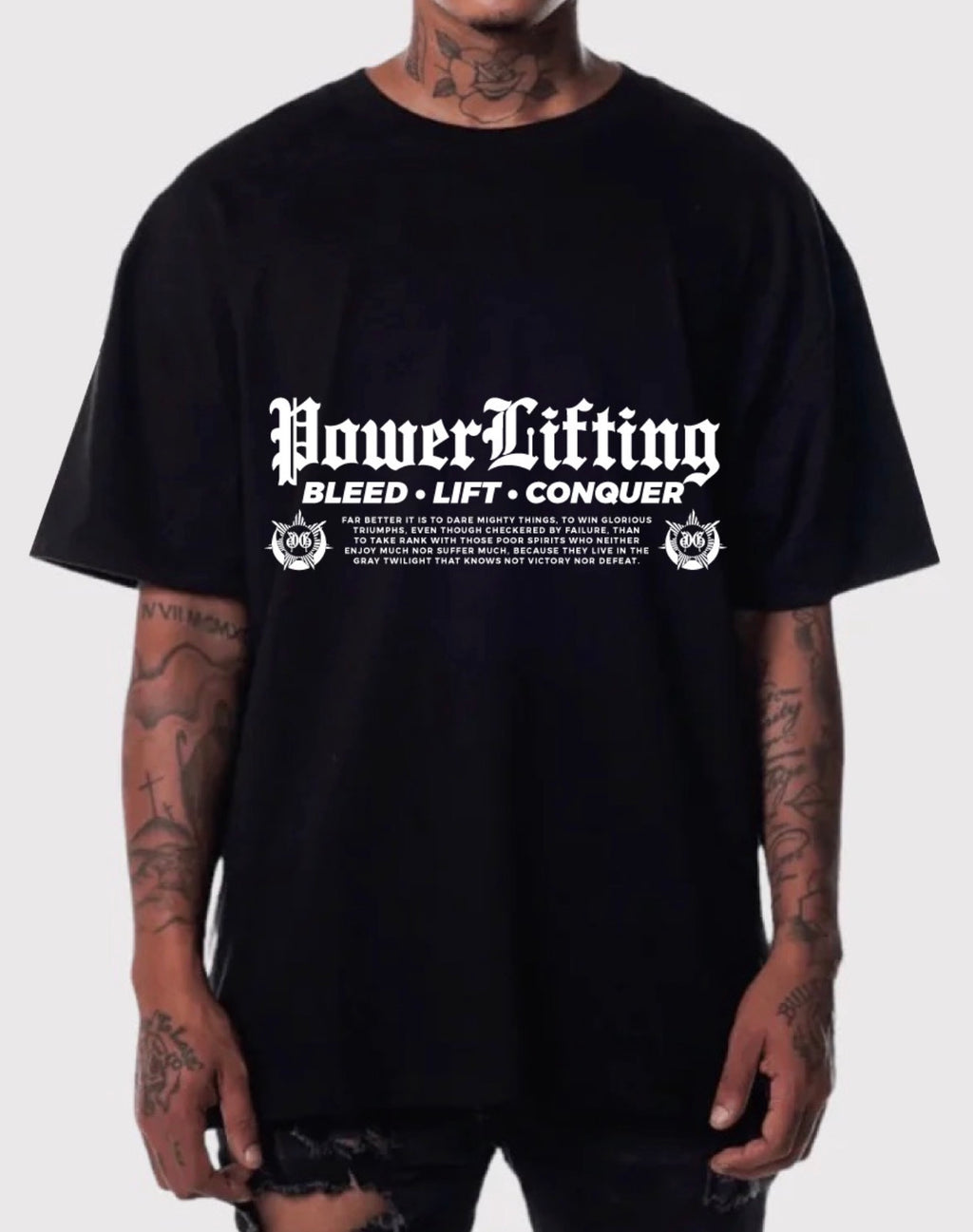 POWERLIFTING BATTLE REGIME TEE IN BLACK