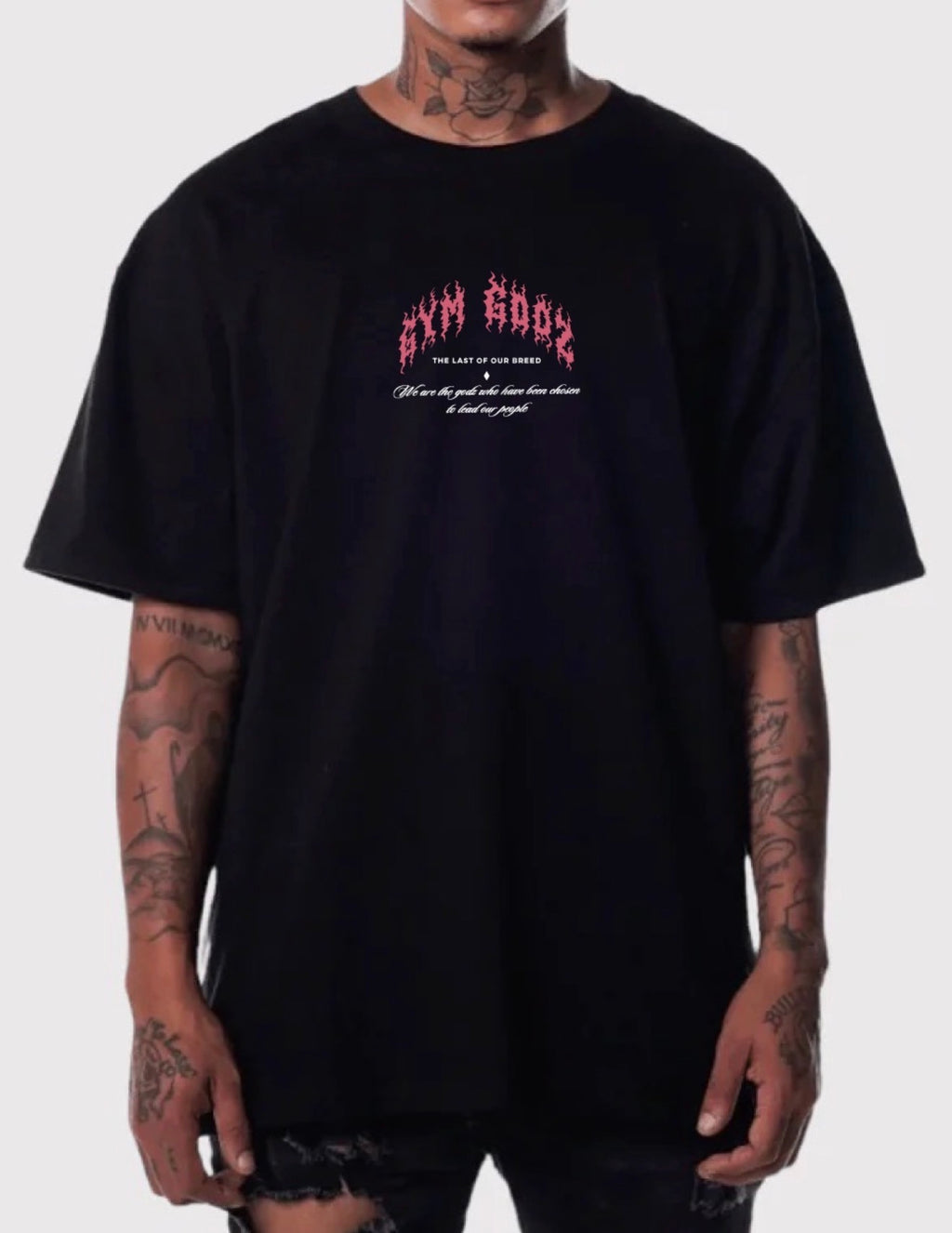 PINK HELL FIRE TEE IN BLACK
