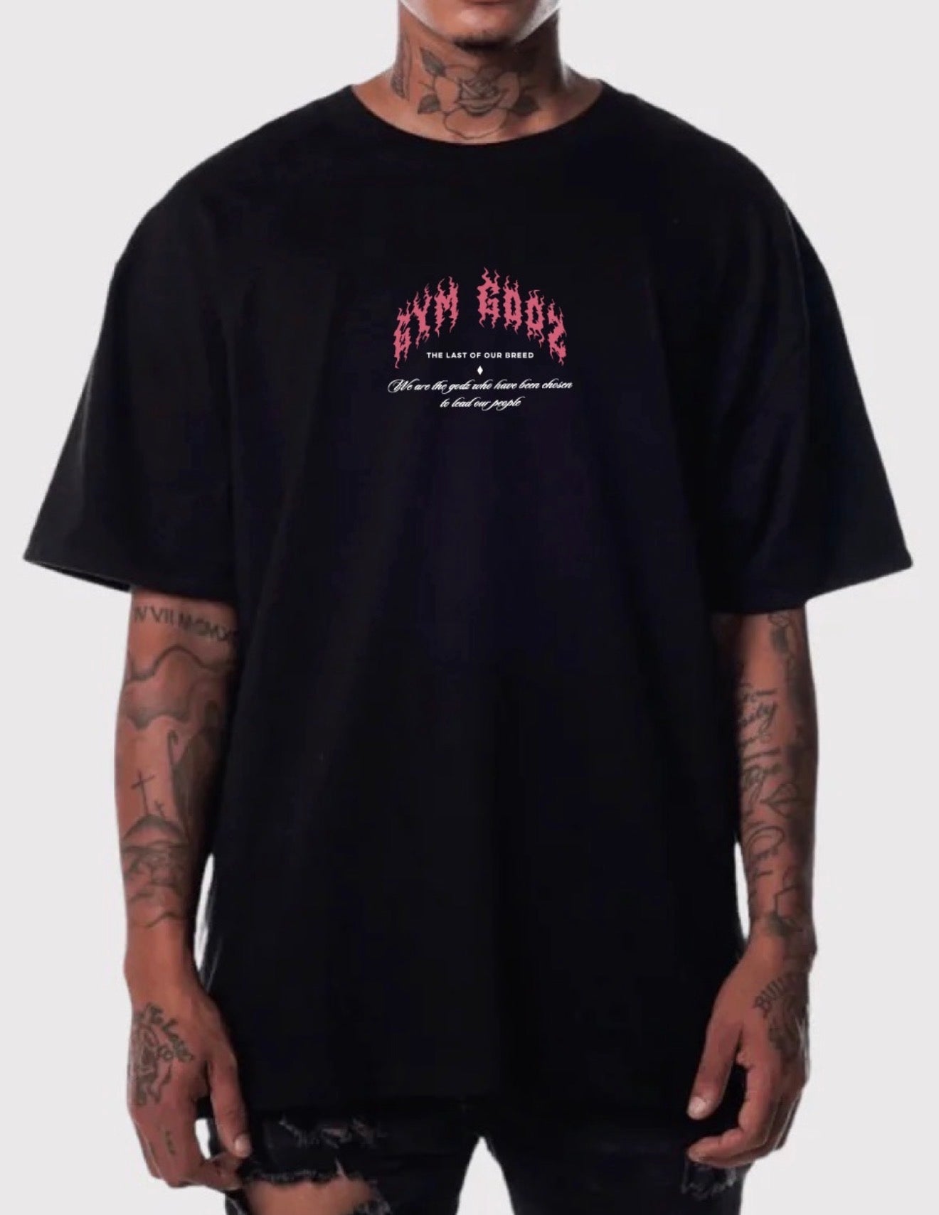PINK HELL FIRE TEE IN BLACK