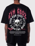 PINK HELL FIRE TEE IN BLACK