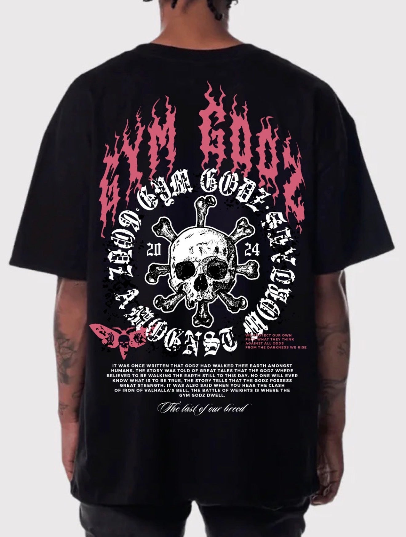 PINK HELL FIRE TEE IN BLACK